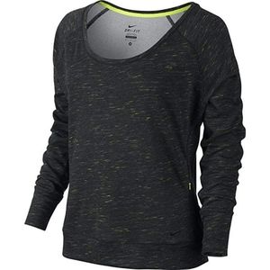 Nike Women’s Heathered Black & Lime Dri-FIT Long Sleeve Top